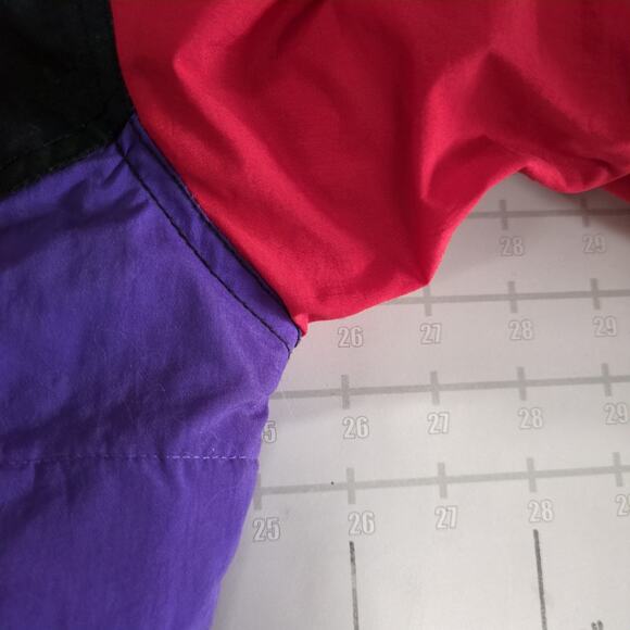 Vintage LaTrek Windbreaker Jacket Mens M Black Purple Puffer Sport Full Zip - Picture 8 of 10